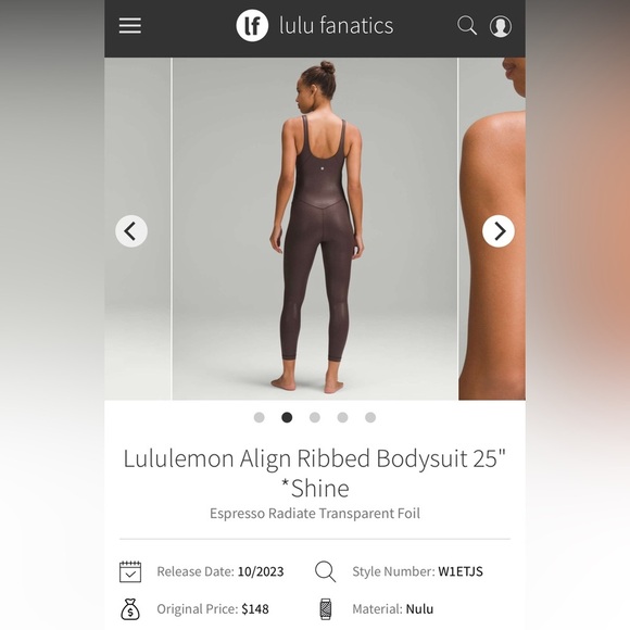 Lululemon Align Ribbed Bodysuit Brown Women’s Size 6 - Picture 2 of 8